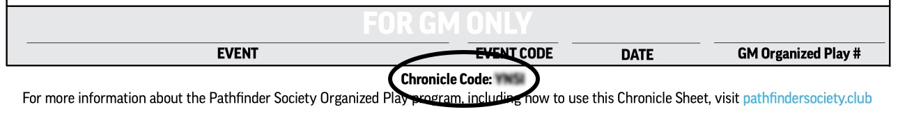 Location of the Chronicle Code on the chronicle