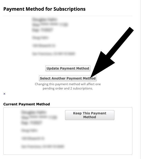 Select a new payment method