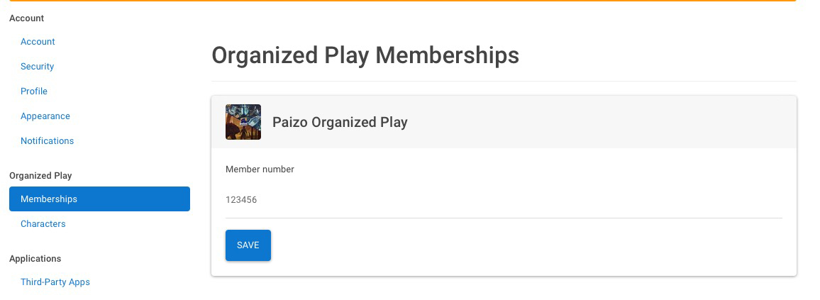 Saving your Organized Play ID